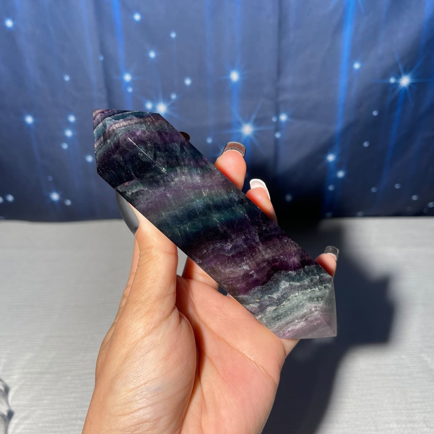 Rainbow Fluorite DT | 5 3/4" long | 428 grams | Damage Discount | banded Fluorite DT