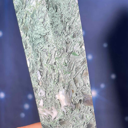 large Moss Agate DT | 7 1/8" long | 286 grams | gorgeous Moss Agate DT | double terminated | green Moss Agate DT