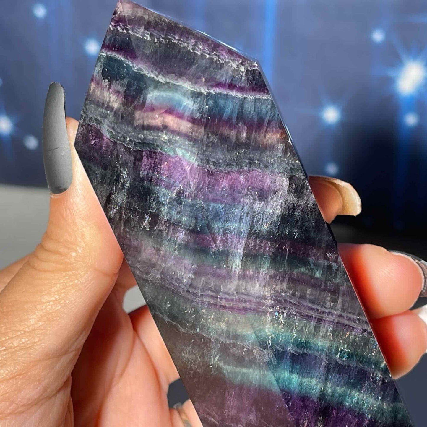 Rainbow Fluorite DT | 5 3/4" long | 428 grams | Damage Discount | banded Fluorite DT