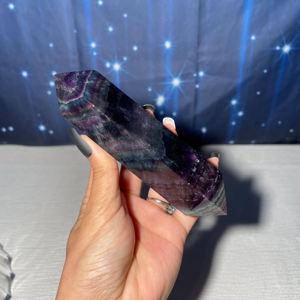 Rainbow Fluorite DT | 5 3/4" long | 428 grams | Damage Discount | banded Fluorite DT