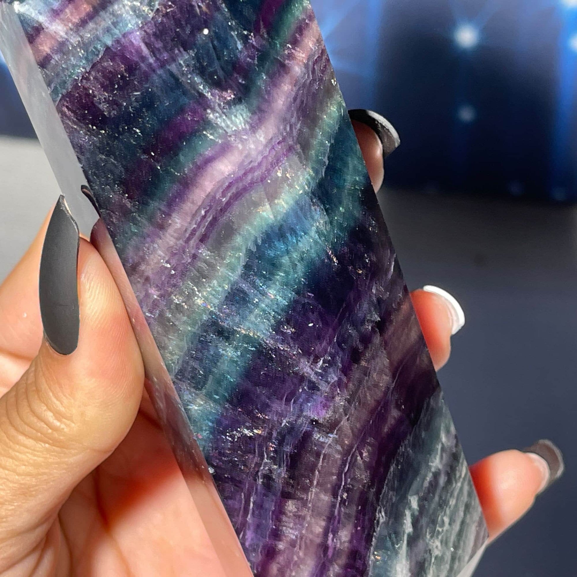 Rainbow Fluorite DT | 5 3/4" long | 428 grams | Damage Discount | banded Fluorite DT