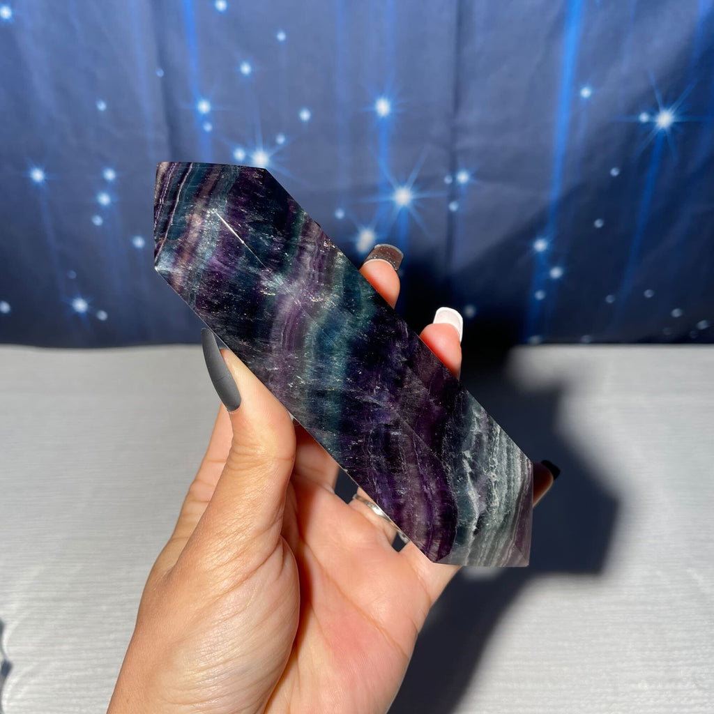 Rainbow Fluorite DT | 5 3/4" long | 428 grams | Damage Discount | banded Fluorite DT