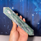 large Moss Agate DT | 7 7/8" long | 383 grams | Damage Discount | gorgeous Moss Agate DT | double terminated | green Moss Agate DT