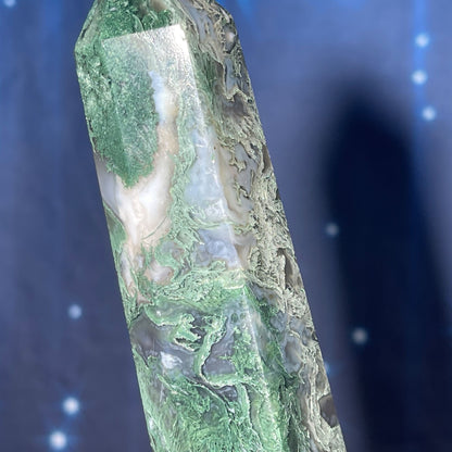 large Moss Agate DT | 7 1/8" long | 286 grams | gorgeous Moss Agate DT | double terminated | green Moss Agate DT