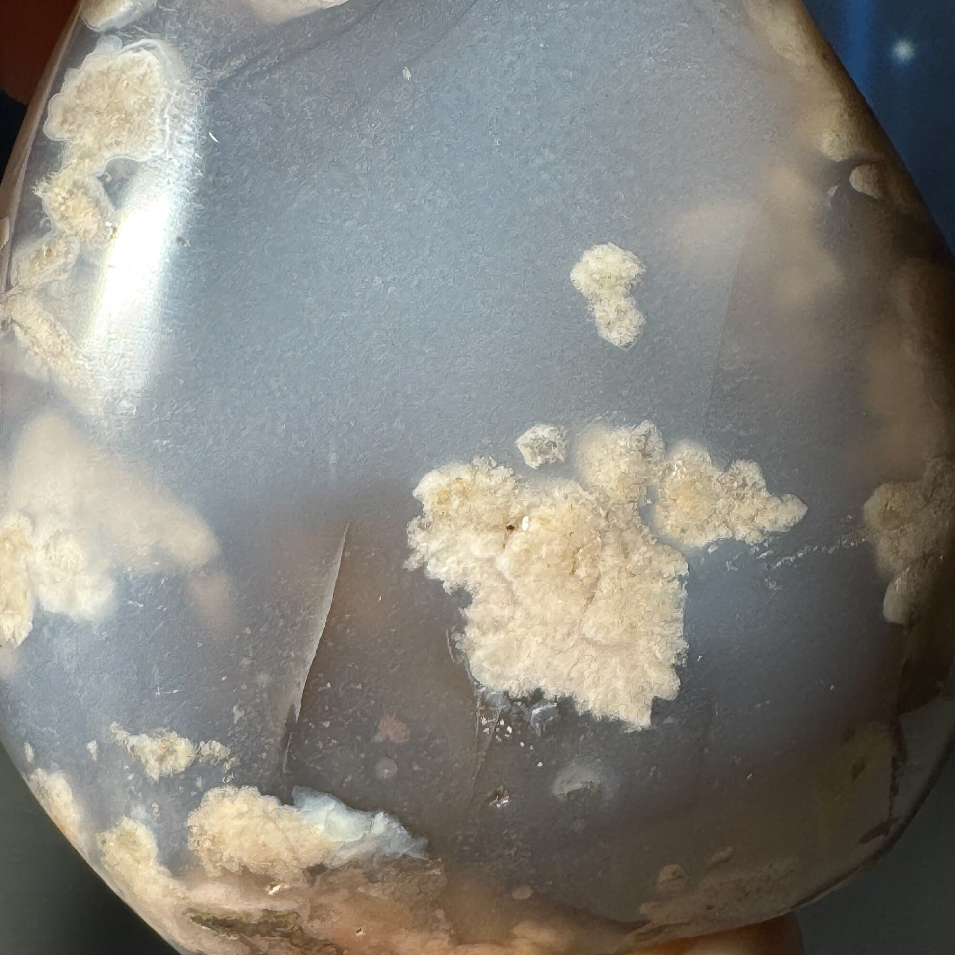 blue Flower Agate free form | 3" tall | 186 grams | gorgeous Flower Agate flame | translucent flower agate | Tucson find