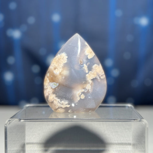 blue Flower Agate free form | 3" tall | 186 grams | gorgeous Flower Agate flame | translucent flower agate | Tucson find