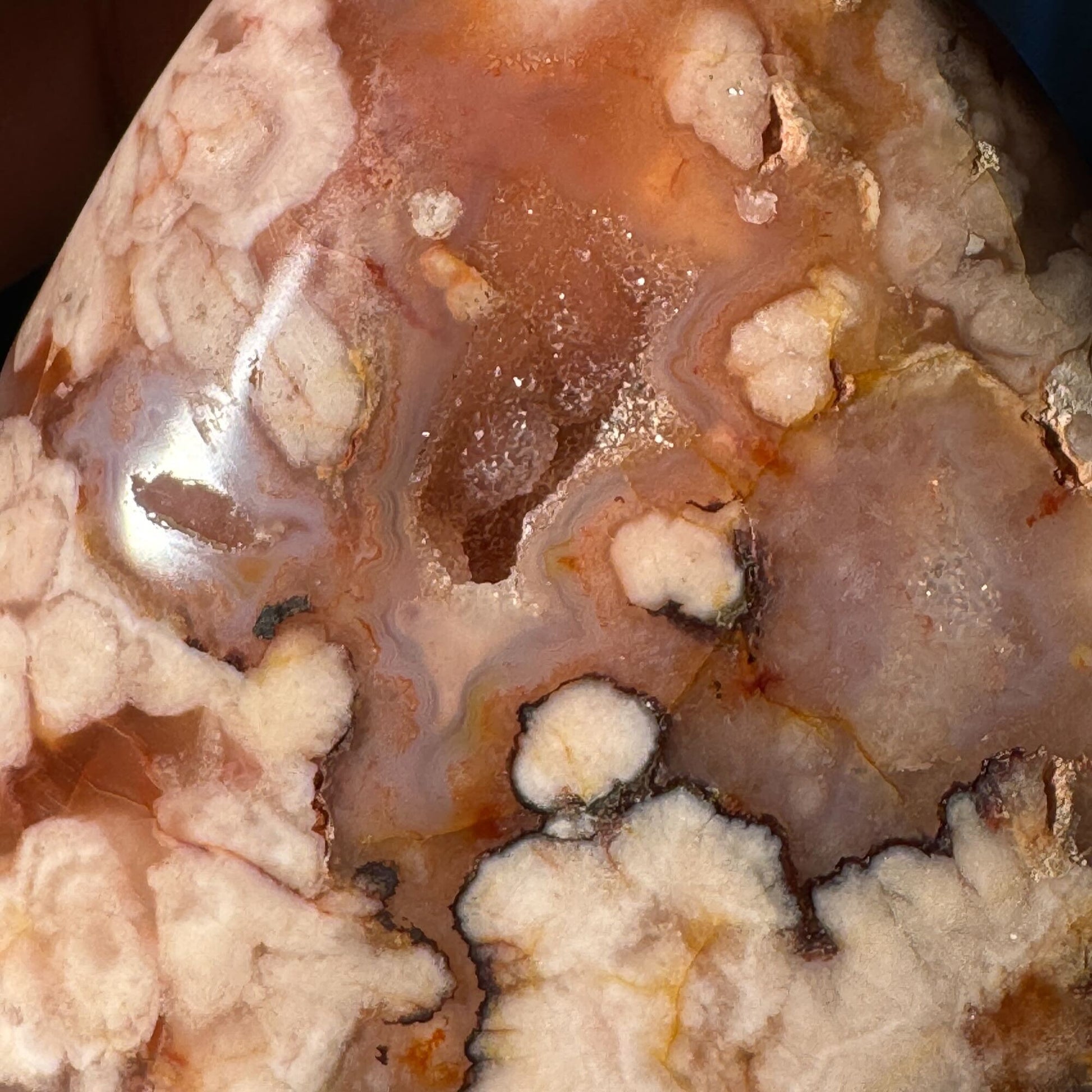 druzy Flower Agate free form | 3 1/4" tall | 216 grams | red flower agate | pink Flower Agate | Tucson find