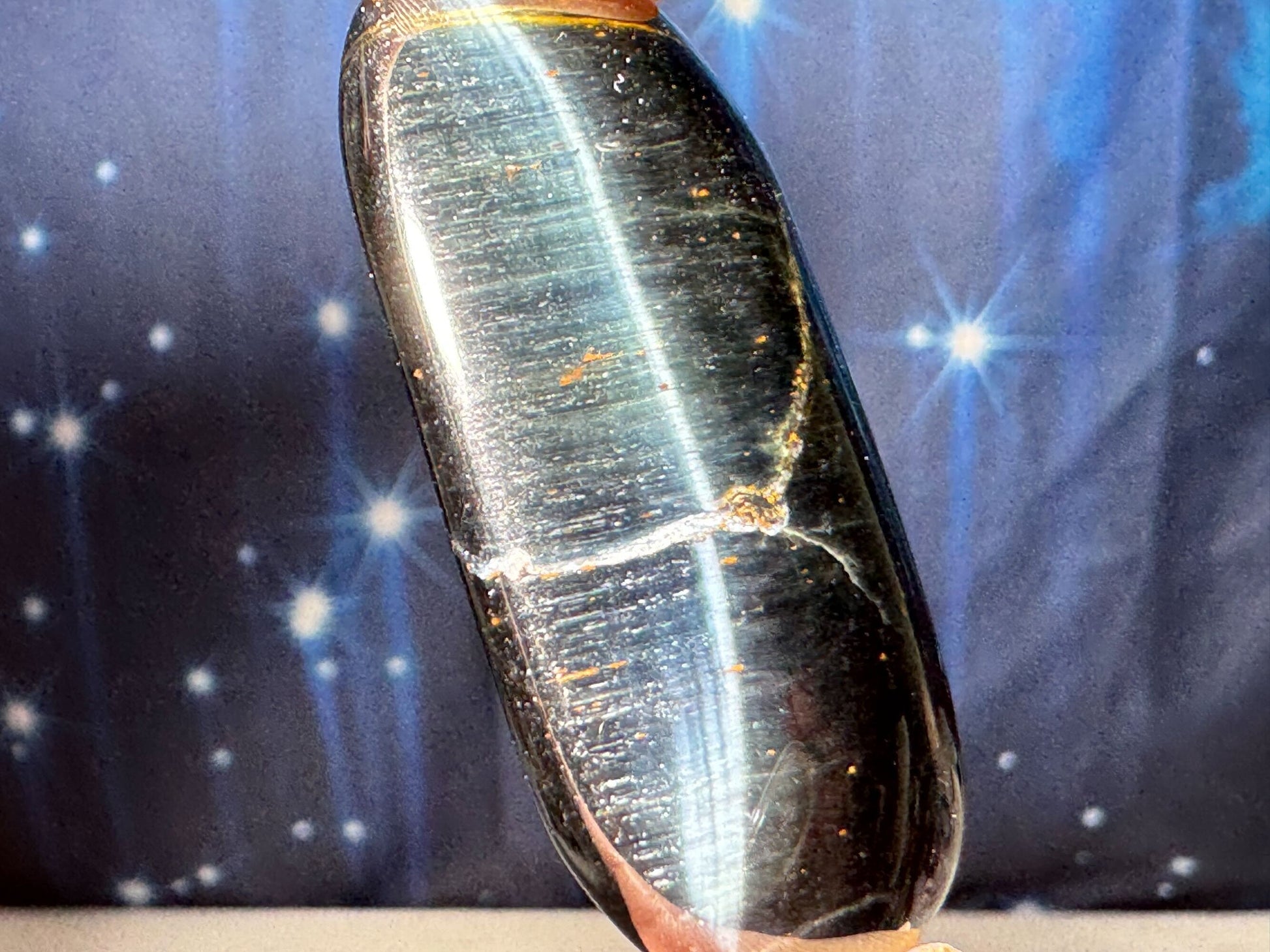 Blue Tiger's Eye Palm Stone | 2" long | 28 grams | flashy blue