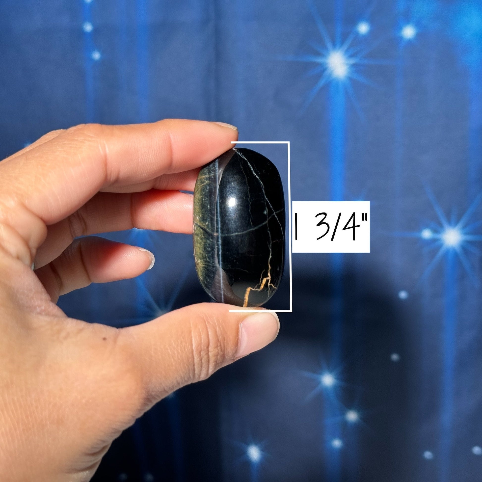 Blue Tiger's Eye Palm Stone | 1 3/4" long | 38 grams | flashy blue
