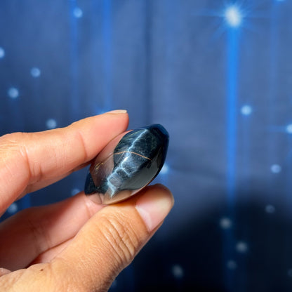 Blue Tiger's Eye Palm Stone | 2 1/8" long | 54 grams | flashy blue