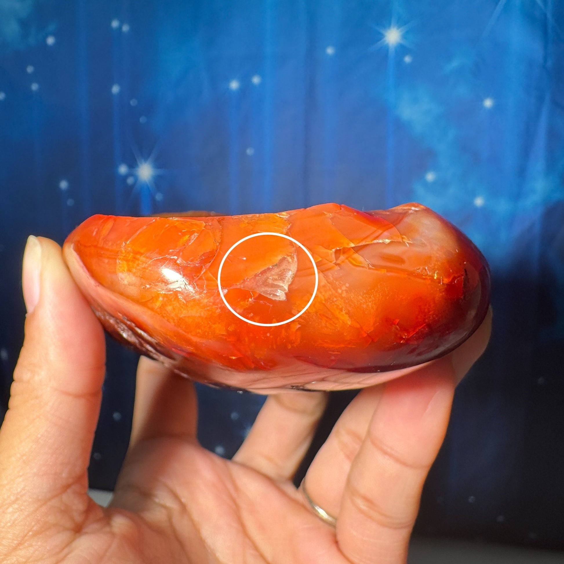 repaired Carnelian bowl | 4 1/4" long | 386 grams