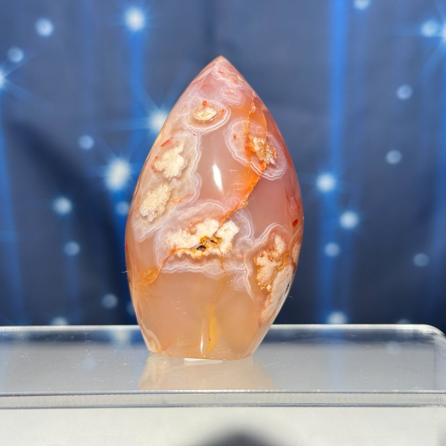 Flower Agate free form | 2 1/2" tall | 144 grams | gorgeous Flower Agate flame | red Flower Agate | pink Flower Agate | Tucson find