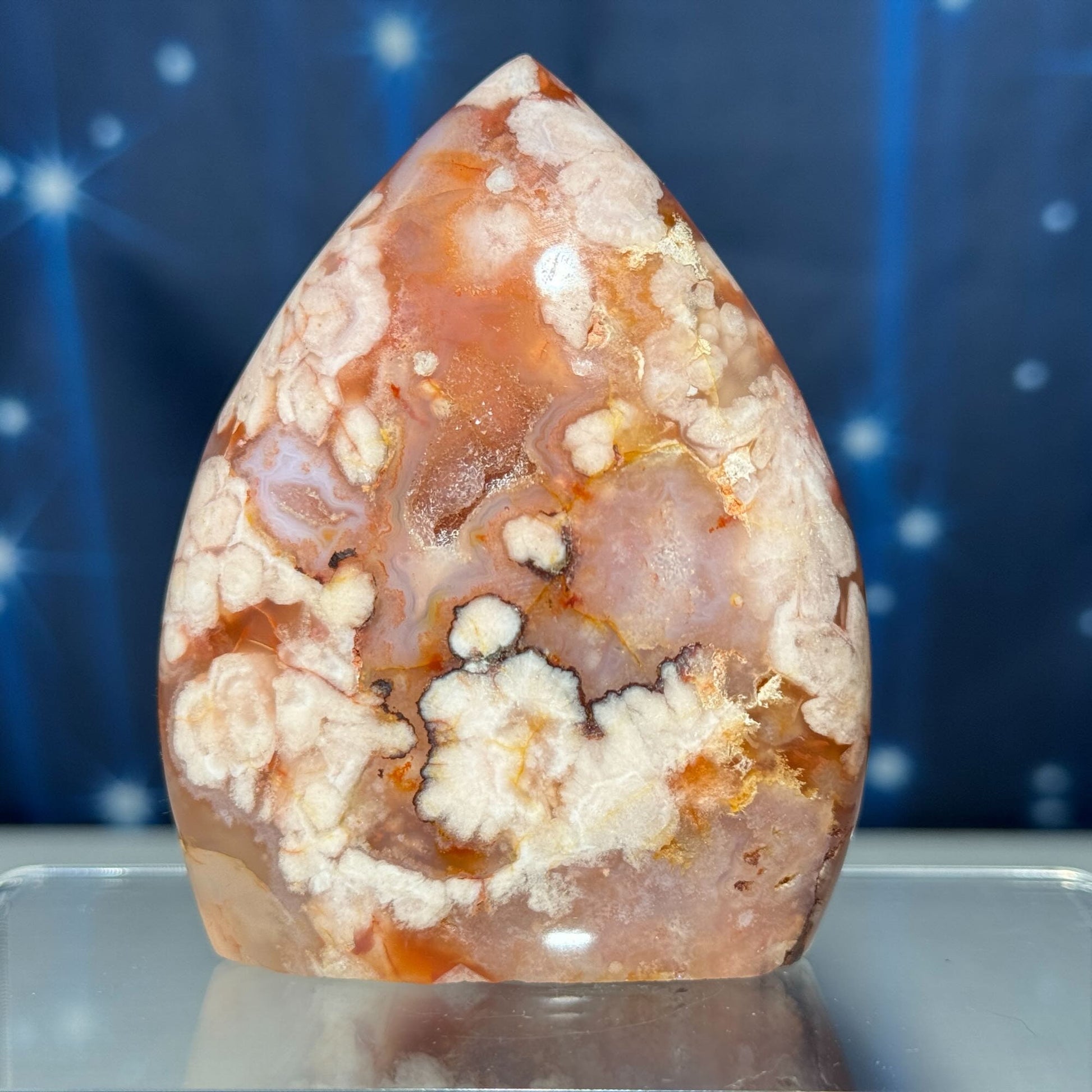 druzy Flower Agate free form | 3 1/4" tall | 216 grams | red flower agate | pink Flower Agate | Tucson find