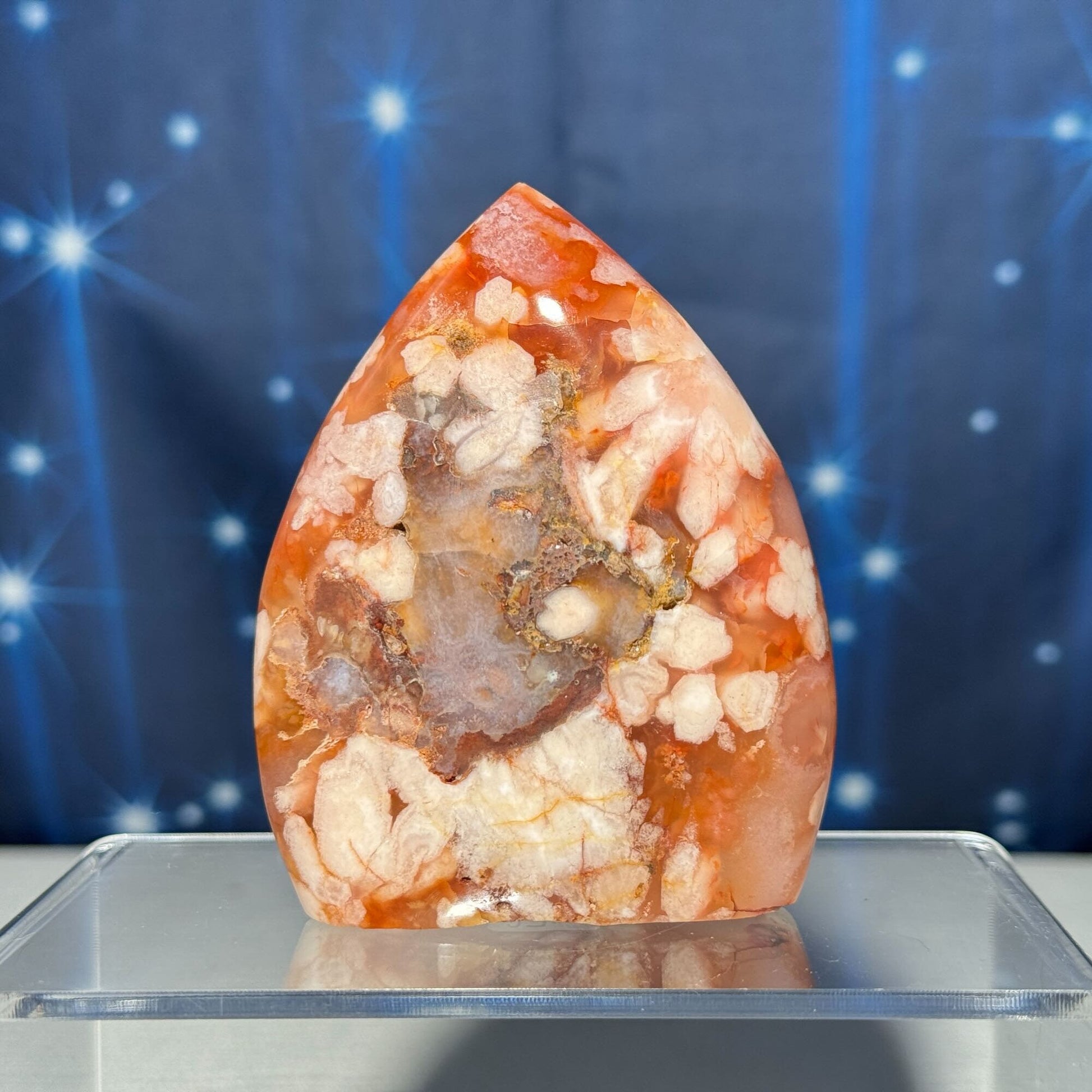 druzy Flower Agate free form | 3 1/4" tall | 216 grams | red flower agate | pink Flower Agate | Tucson find