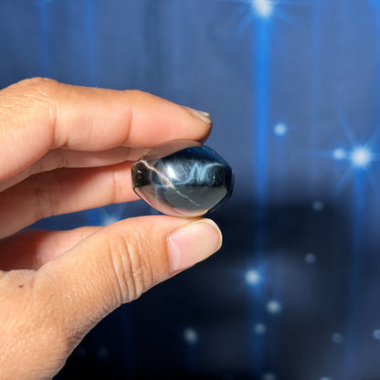 Blue Tiger's Eye Palm Stone | 1 3/4" long | 38 grams | flashy blue