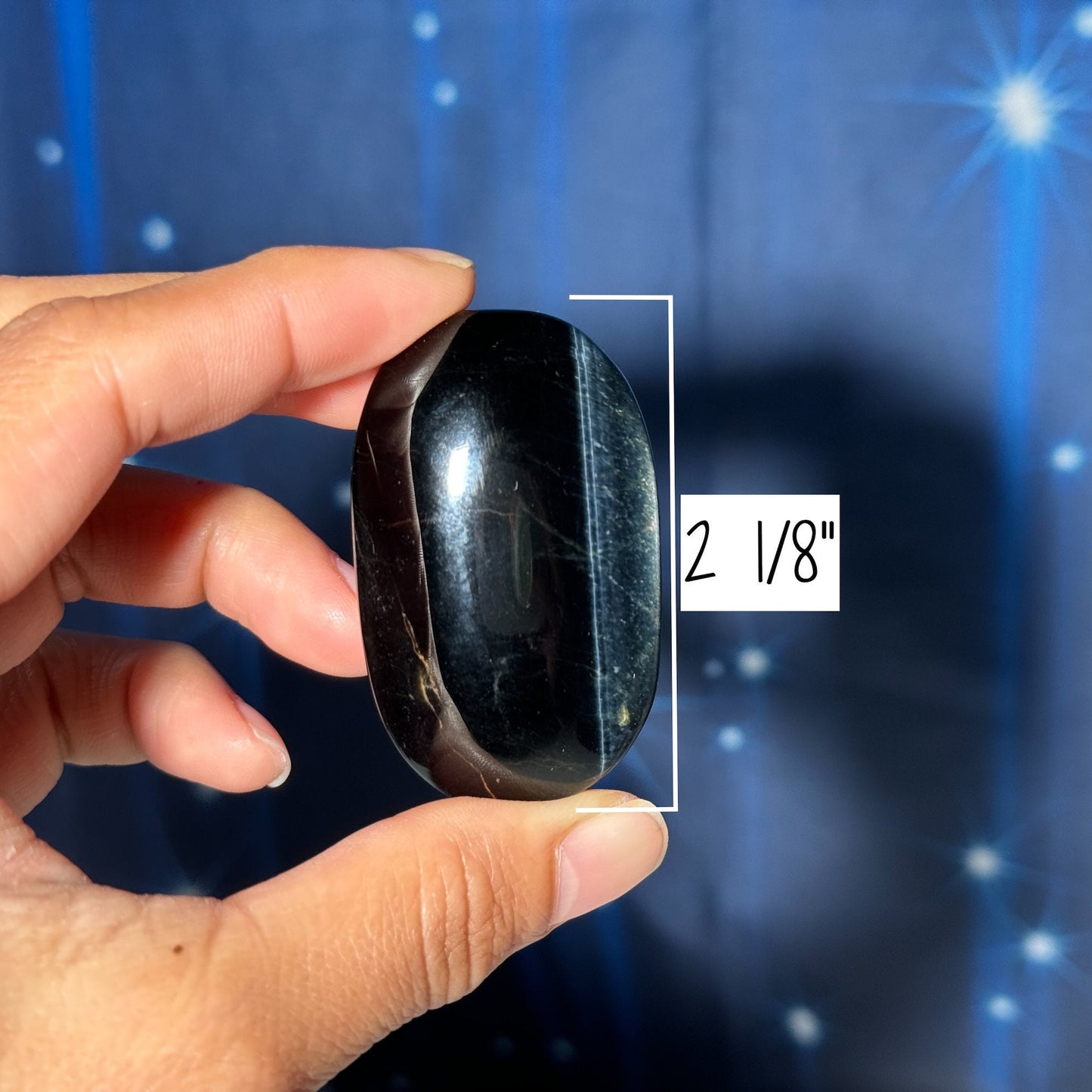 Blue Tiger's Eye Palm Stone | 2 1/8" long | 54 grams | flashy blue