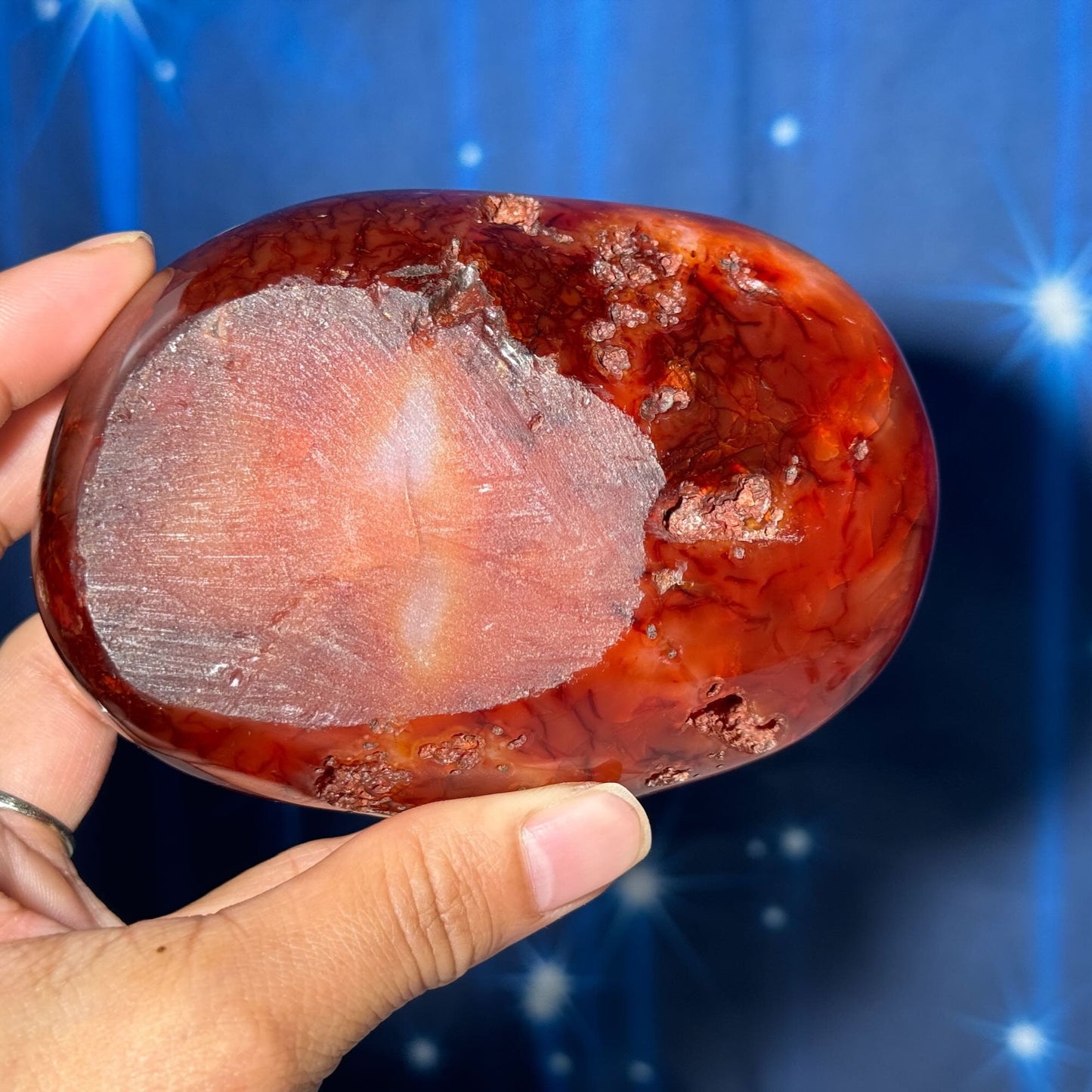 repaired Carnelian bowl | 4 1/4" long | 386 grams