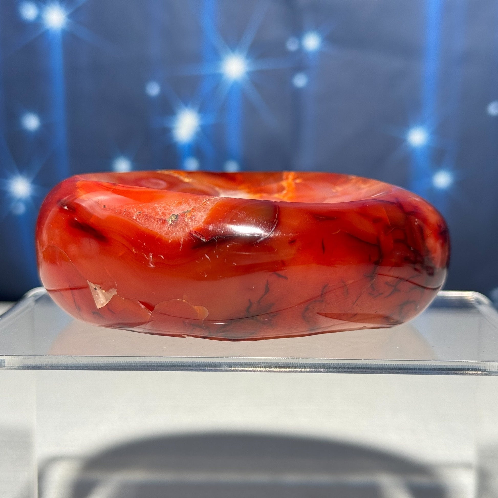 repaired Carnelian bowl | 3 5/8" long | 326 grams