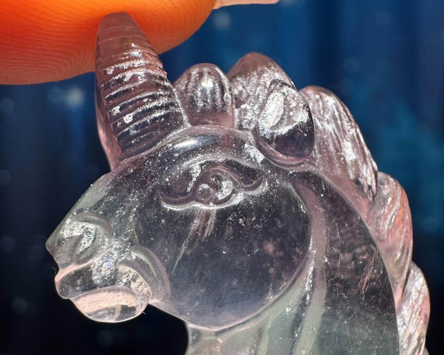 Rainbow Fluorite Unicorn pendant or charm | 17 grams | 1 3/8" long | with a drilled hole
