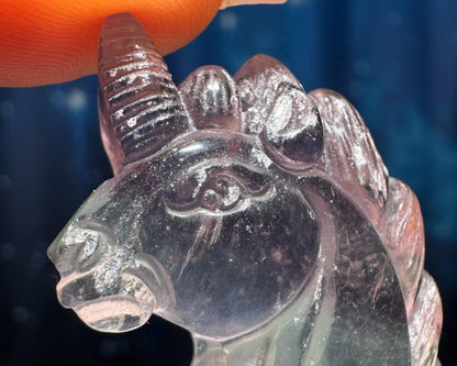 Rainbow Fluorite Unicorn pendant or charm | 17 grams | 1 3/8" long | with a drilled hole