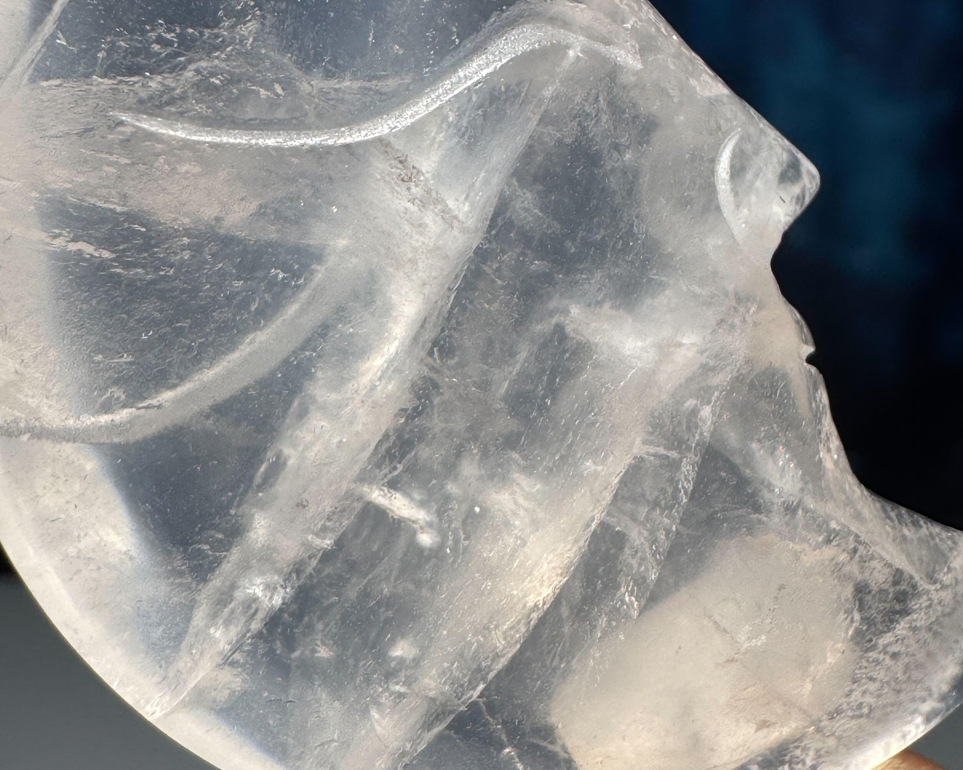 Clear Quartz moon carving | 2 1/4" long | 42 grams