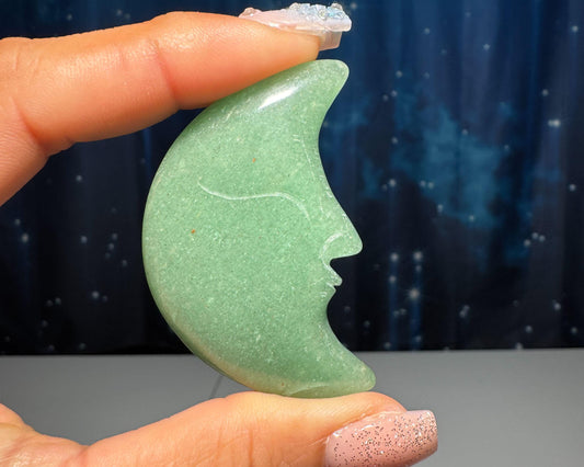 Green Aventurine moon carving | 2 1/8" long | 28 grams