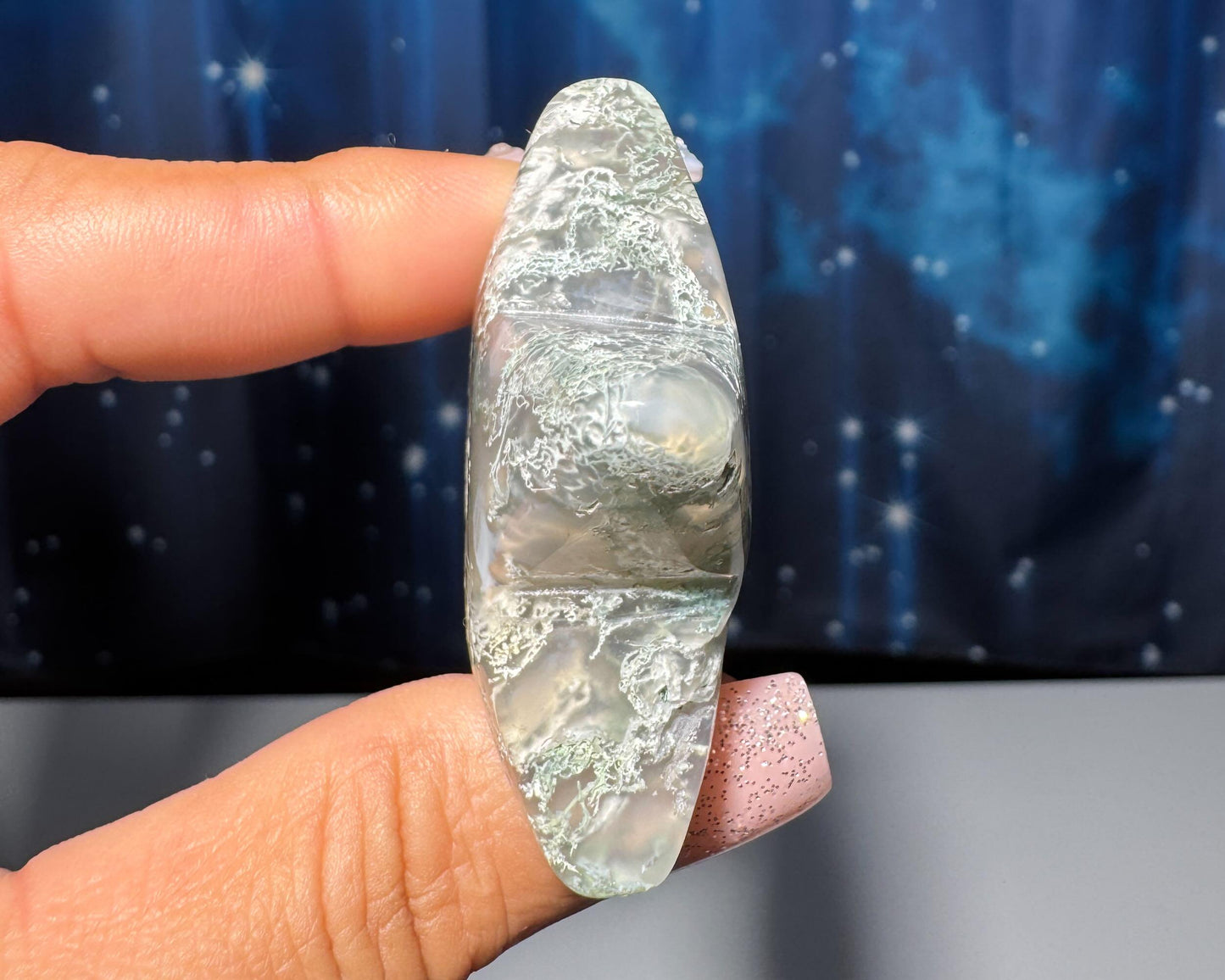 Moss Agate star carving | 2" long | 45 grams