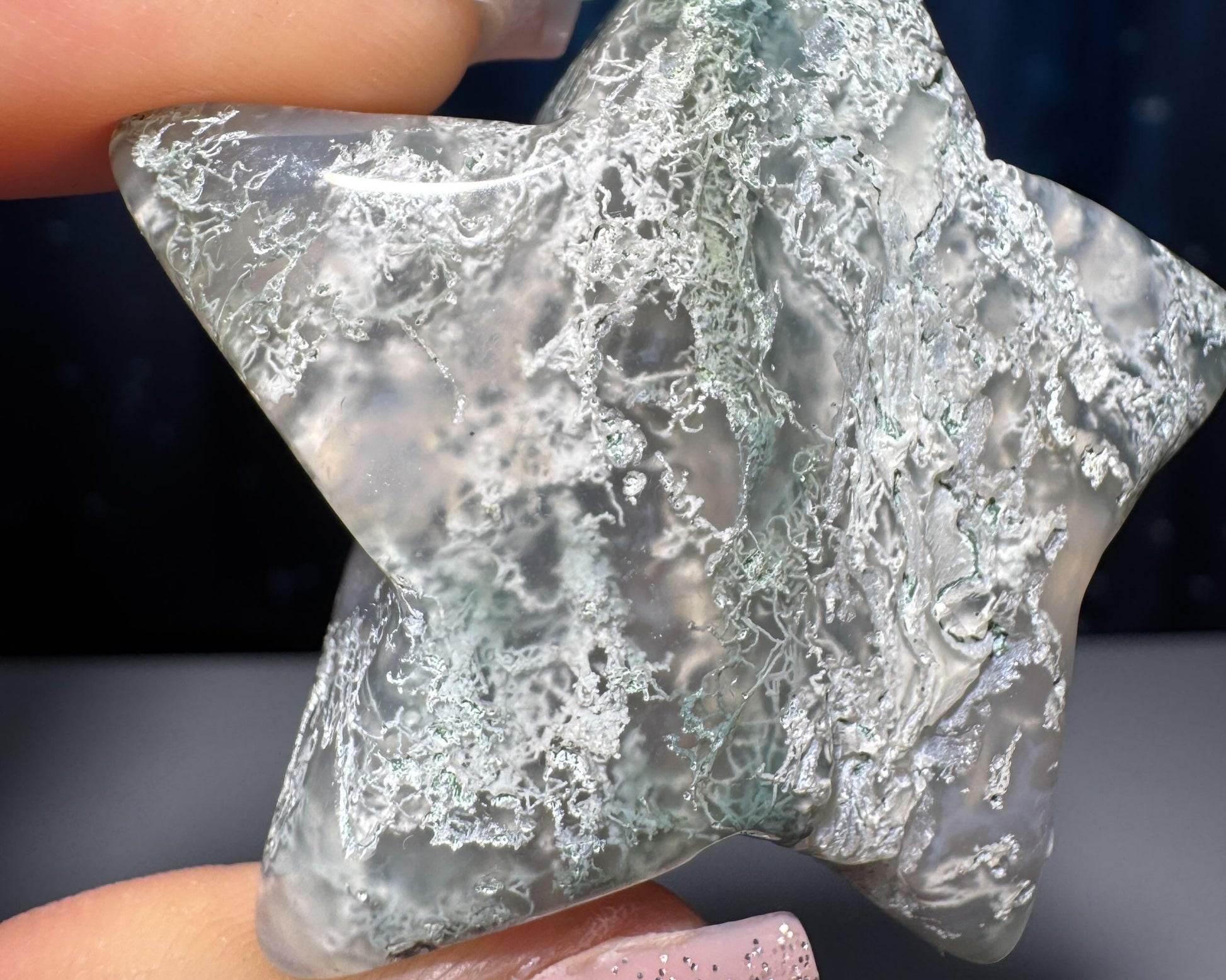 Moss Agate star carving | 2" long | 45 grams
