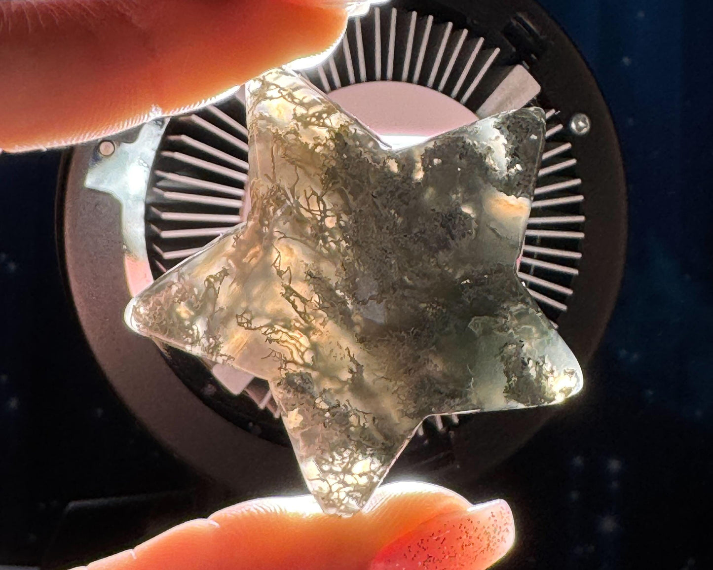 Moss Agate star carving | 2" long | 45 grams