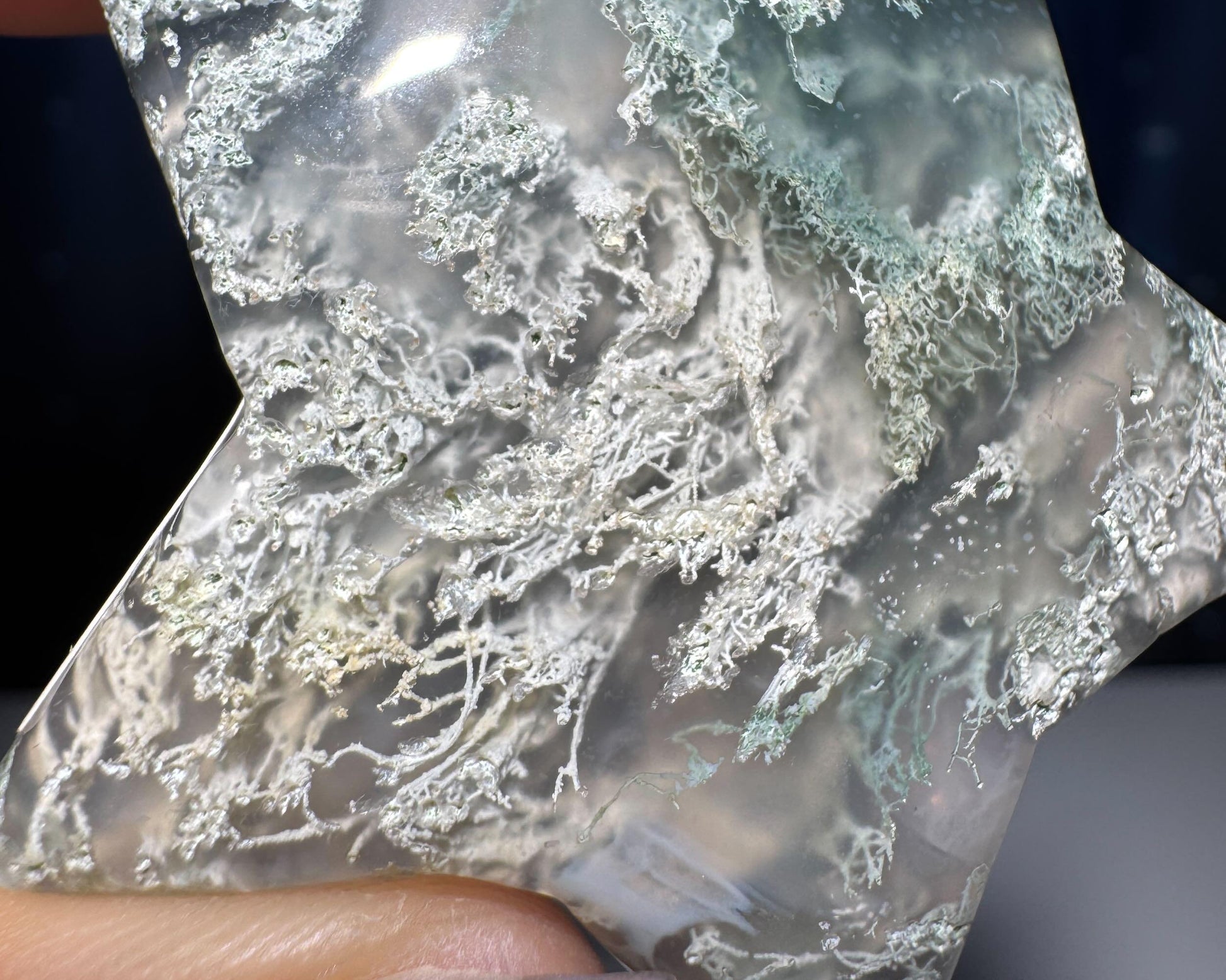 Moss Agate star carving | 2" long | 45 grams