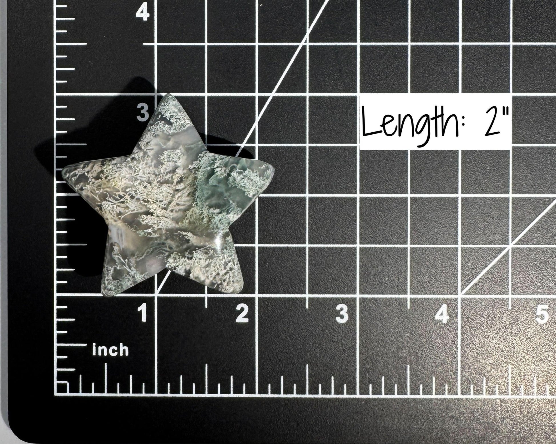 Moss Agate star carving | 2" long | 45 grams