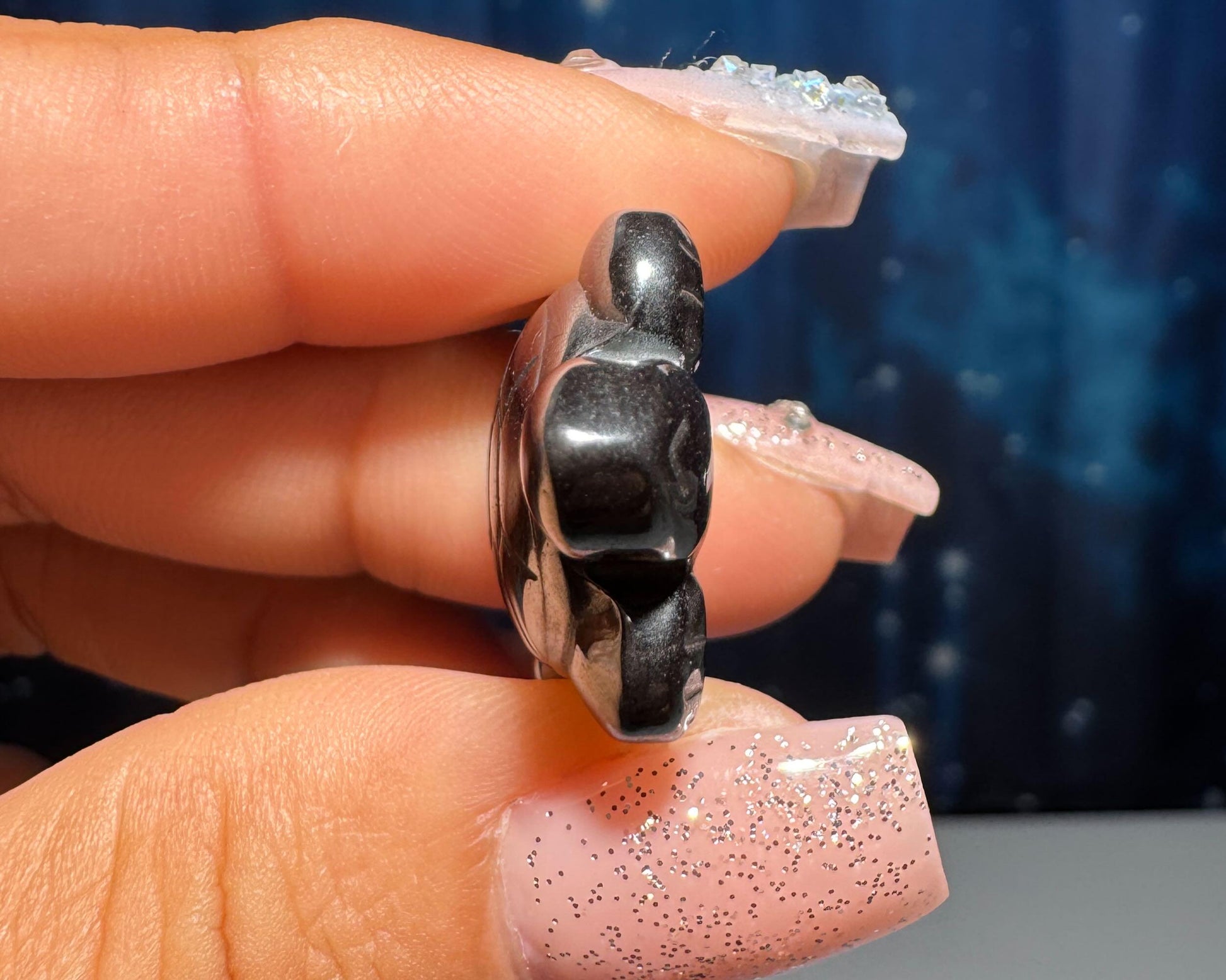mini Hematite Turtle pendant or charm | 1" long | 11 grams | with a drilled hole