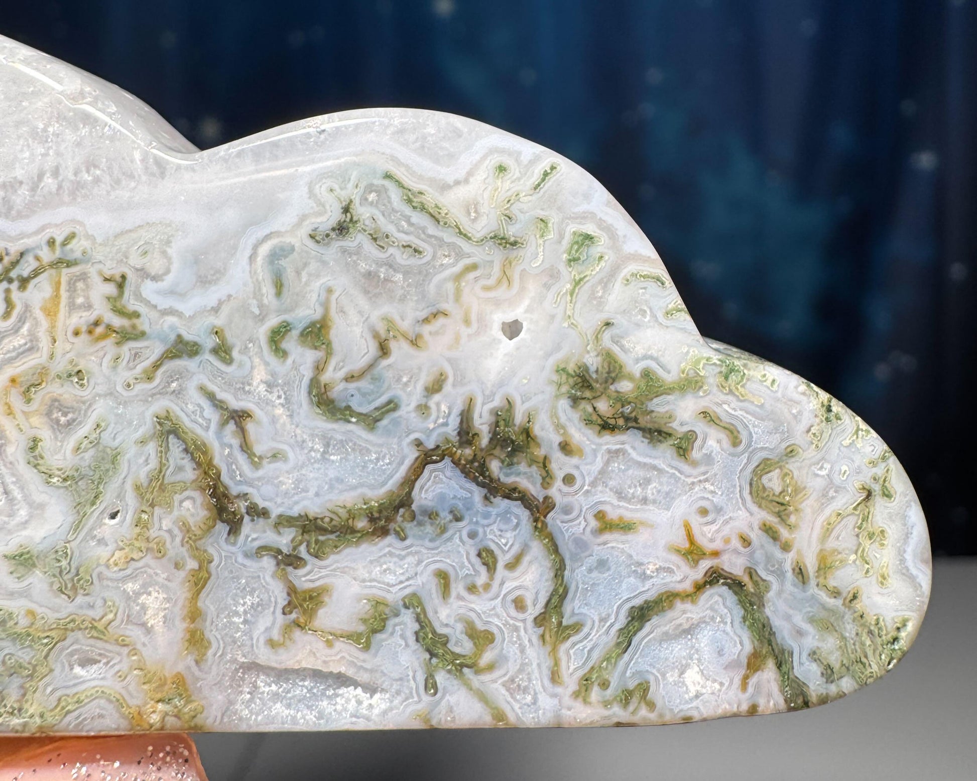 Moss Agate cloud | 3 1/2” long | 76 grams | NOT self-standing