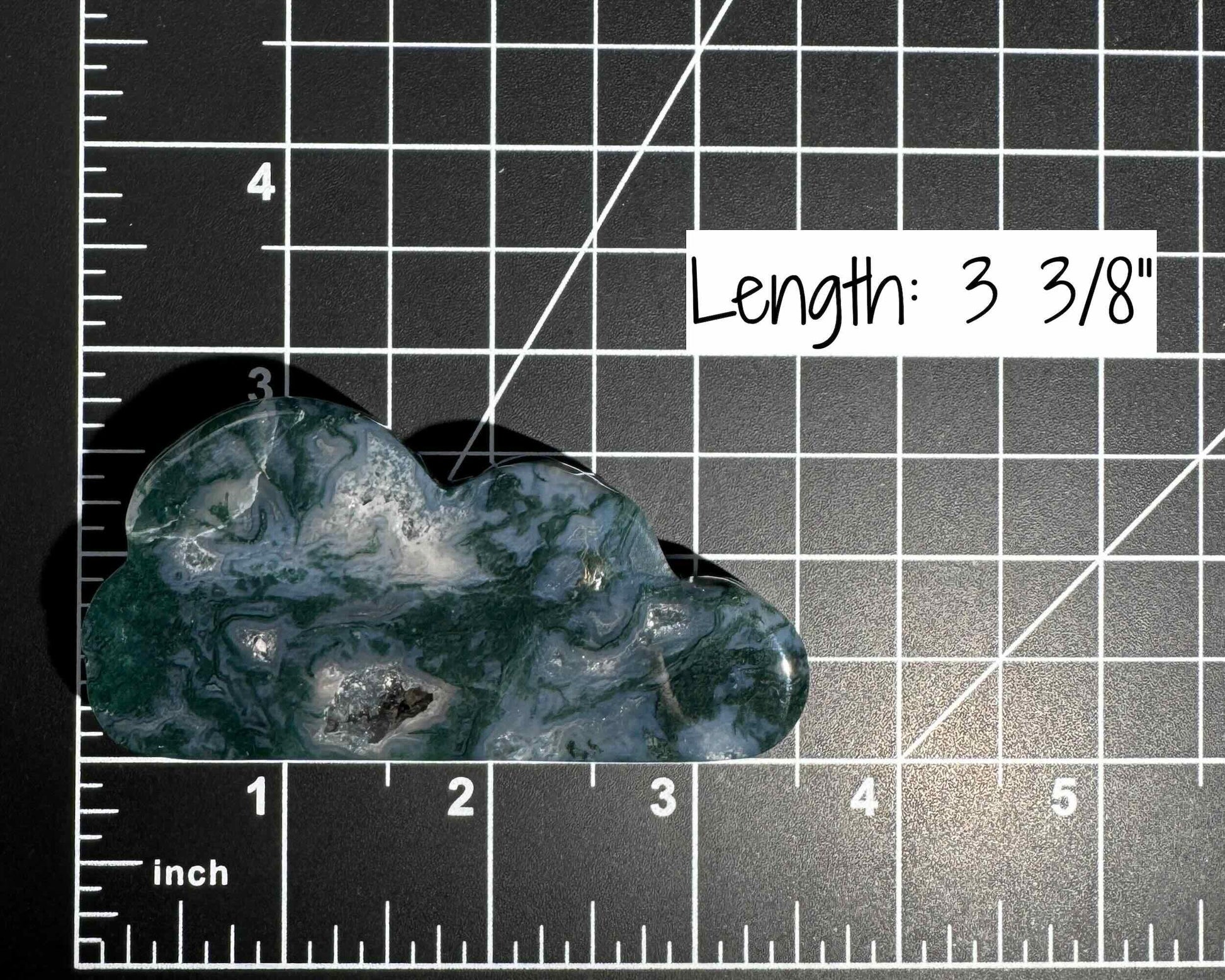 Moss Agate cloud | 3 3/8” long | 88 grams | NOT self-standing