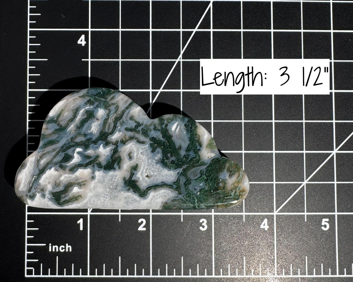 Moss Agate cloud | 3 1/2” long | 96 grams | DOES self-stand