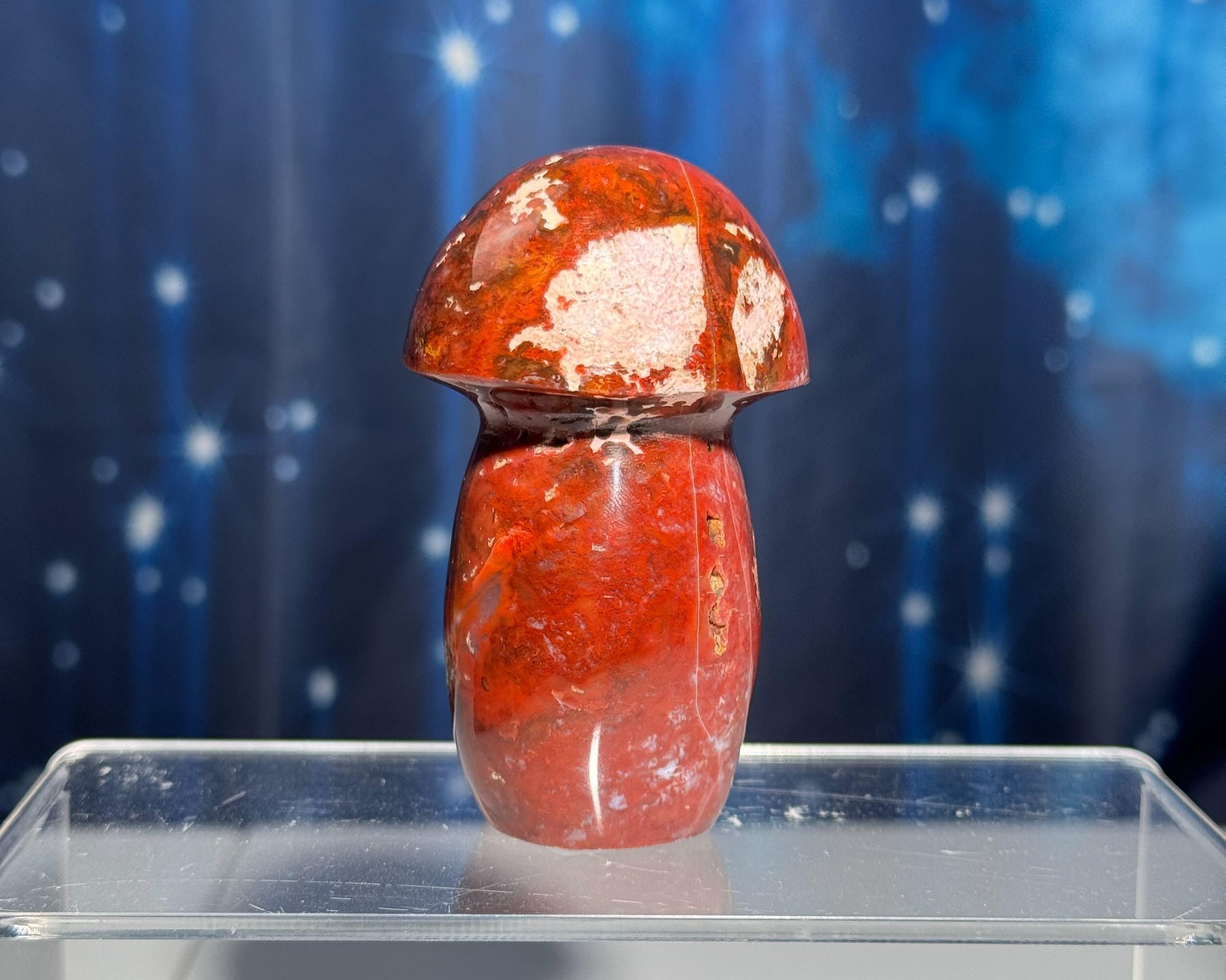 Druzy Red Sea Jasper mushroom carving | 3 1/8" tall | 204 grams