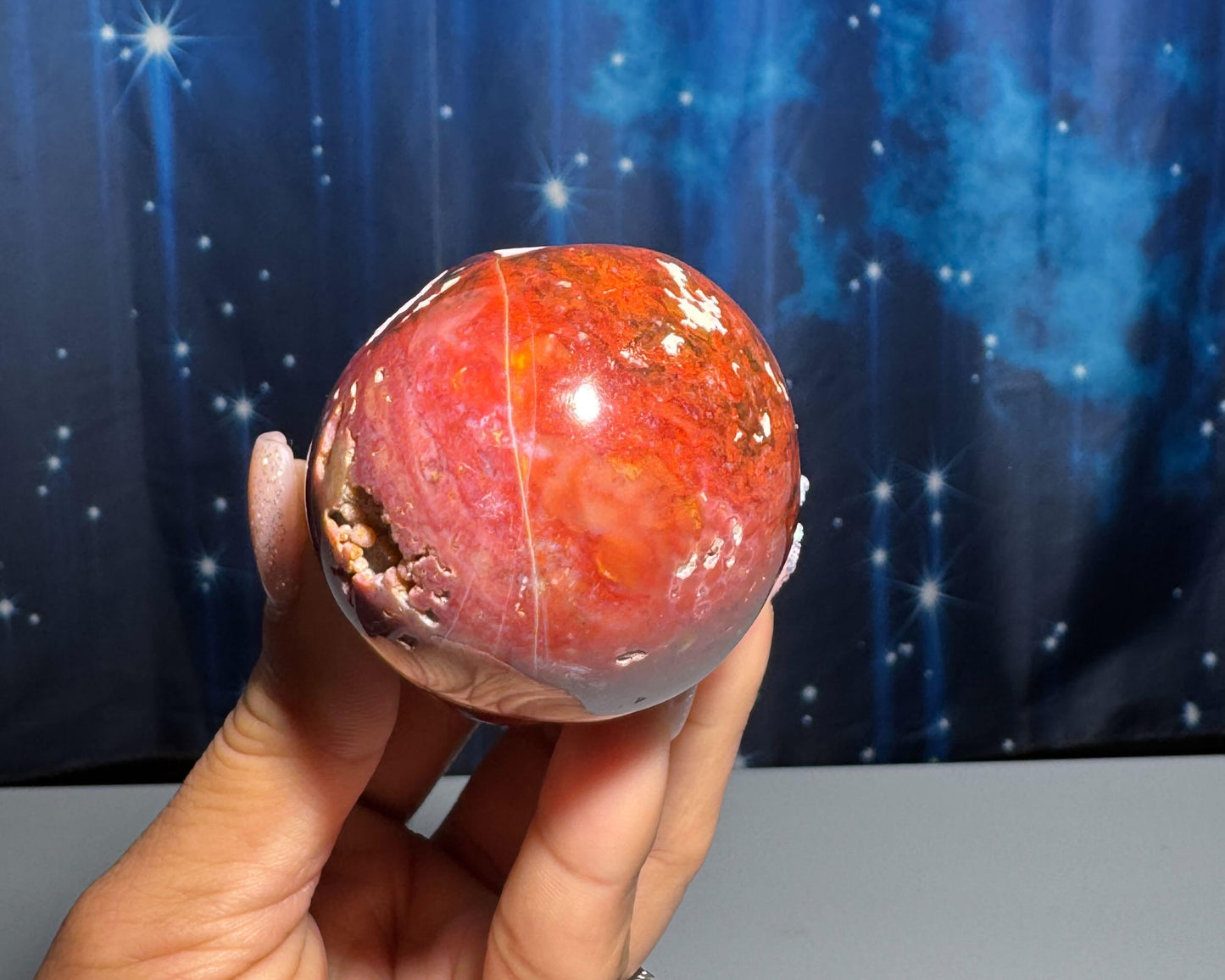 Druzy Red Sea Jasper mushroom carving | 3 1/8" tall | 204 grams