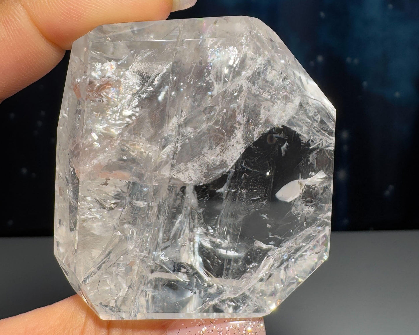 Clear Quartz free form | 2 1/8" long = 128 grams | lots of gorgeous rainbows