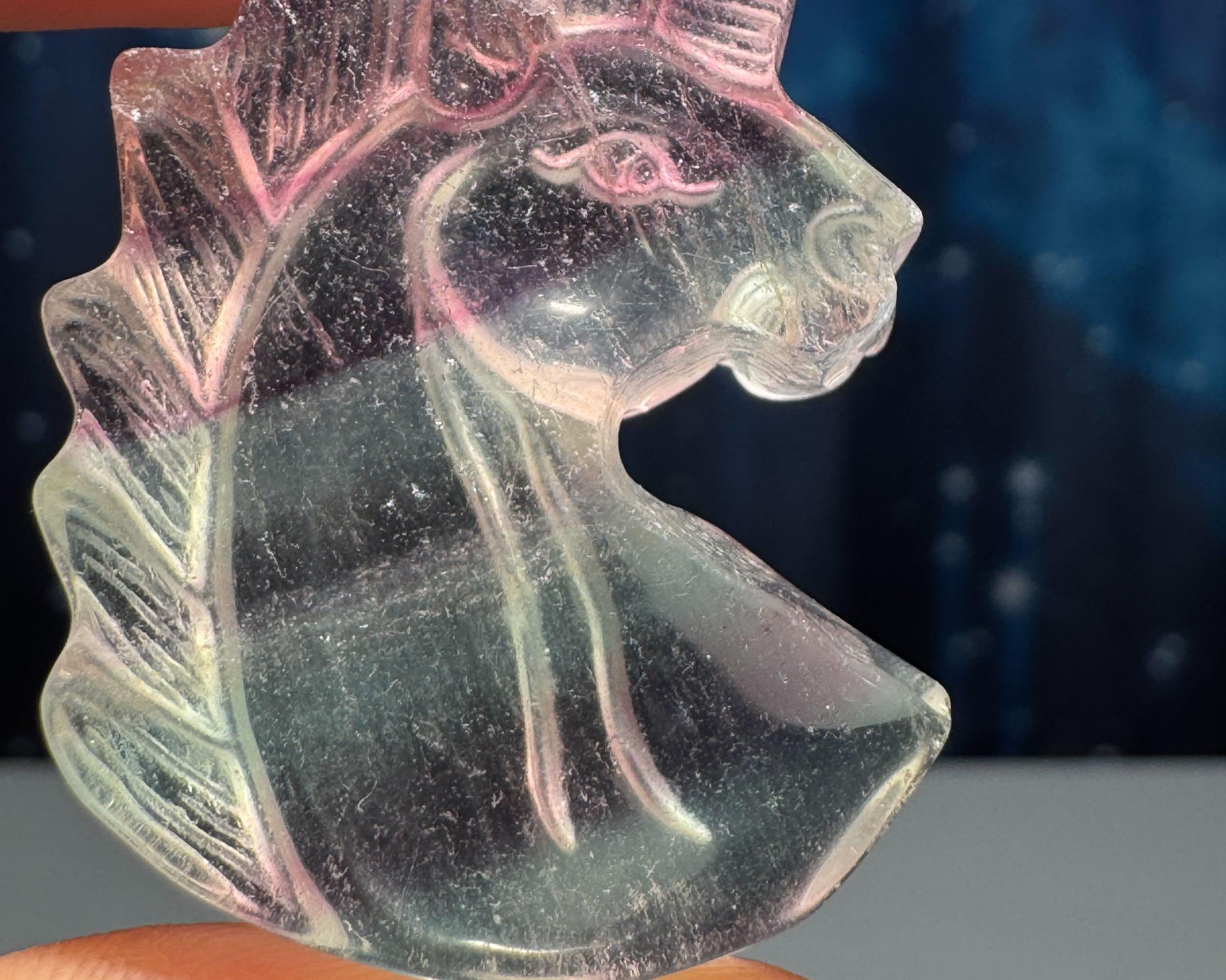 Rainbow Fluorite Unicorn pendant or charm | 17 grams | 1 3/8" long | with a drilled hole