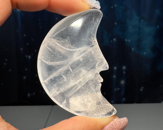 Clear Quartz moon carving | 2 1/4" long | 42 grams