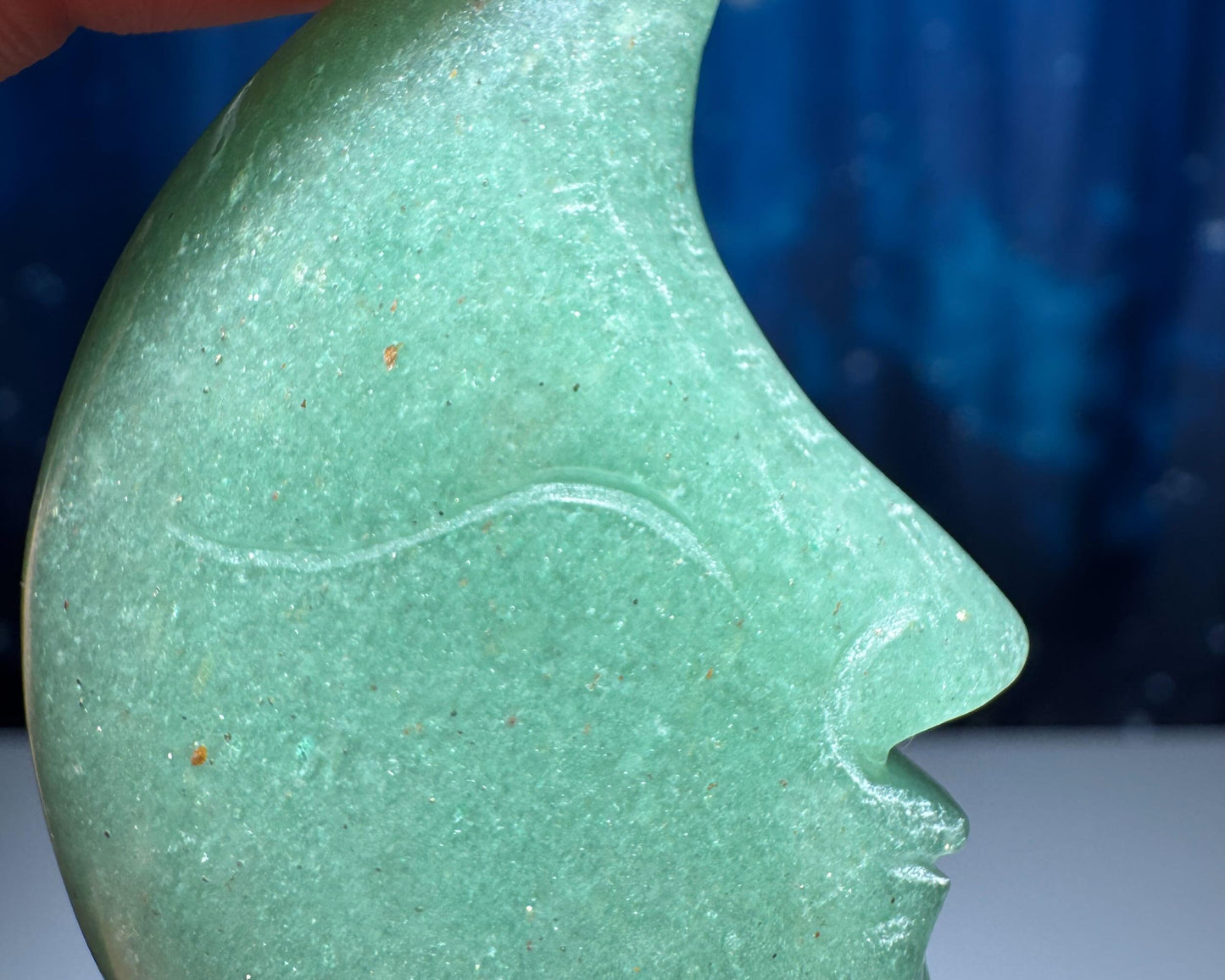 Green Aventurine moon carving | 2 1/8" long | 28 grams