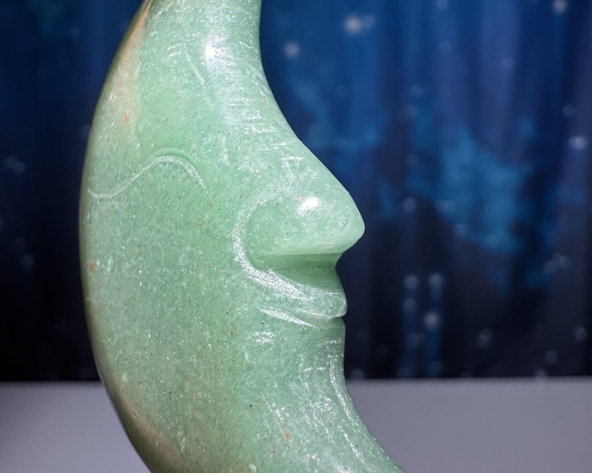 Green Aventurine moon carving | 2 1/8" long | 28 grams