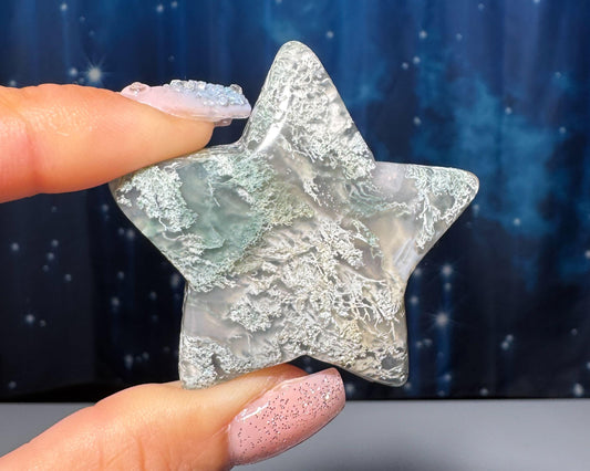 Moss Agate star carving | 2" long | 45 grams
