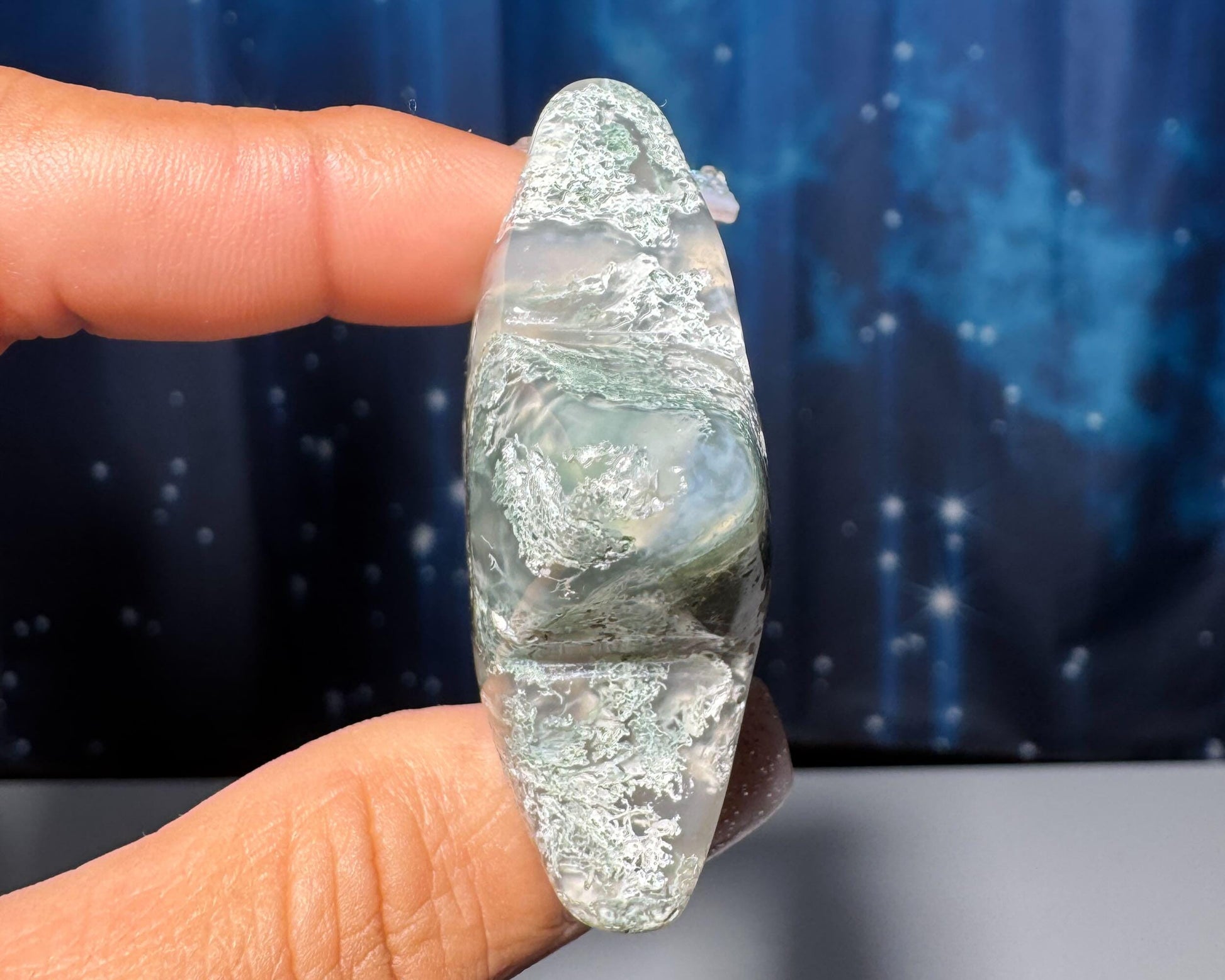 Moss Agate star carving | 2" long | 45 grams