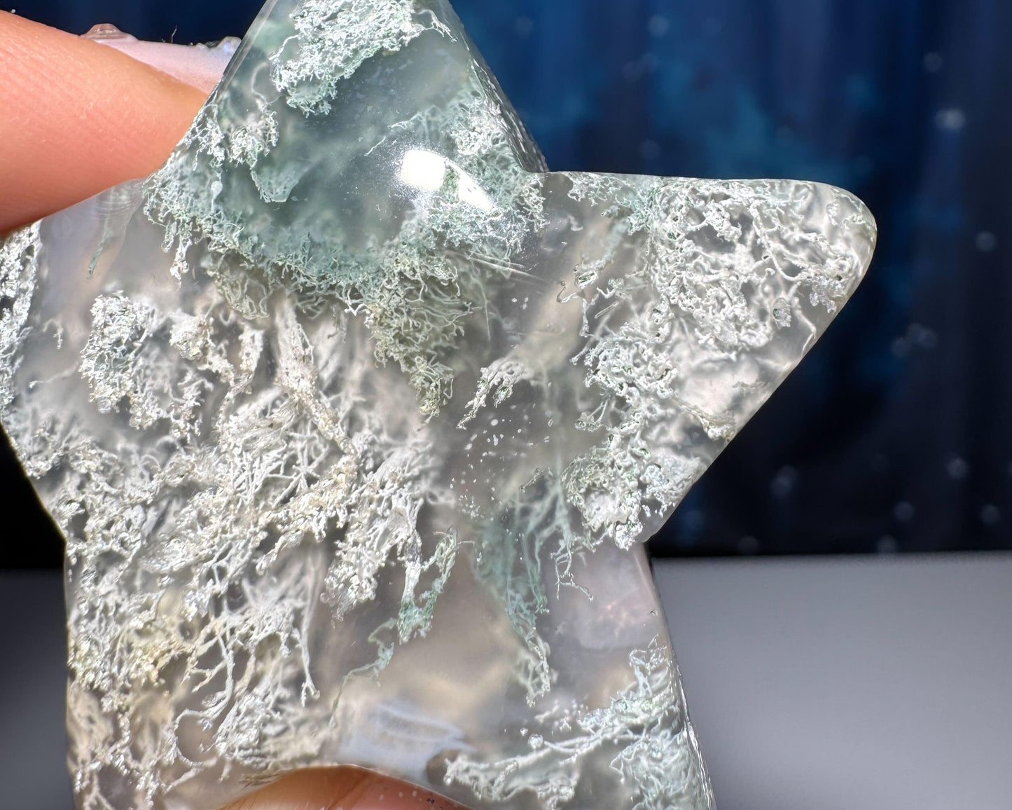Moss Agate star carving | 2" long | 45 grams