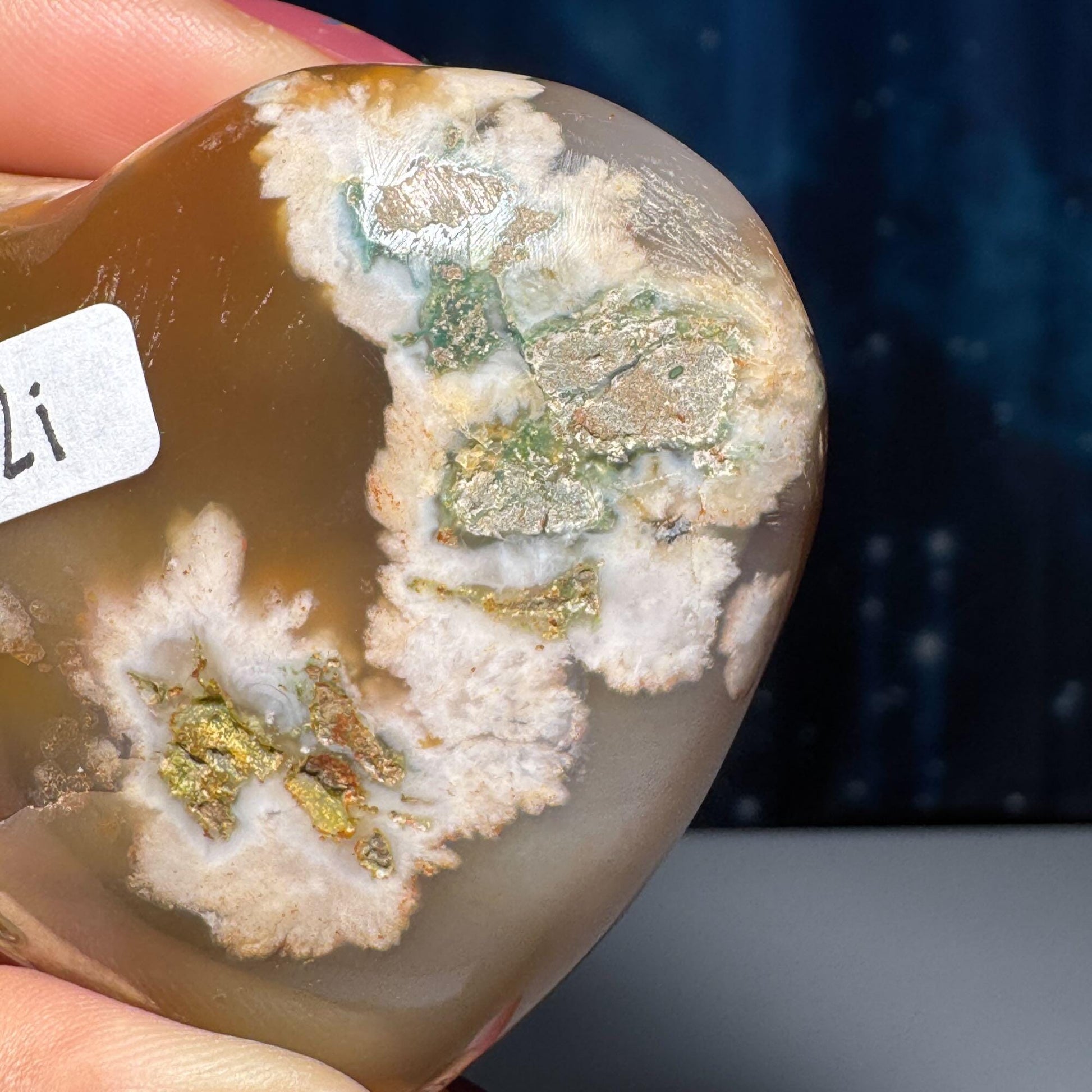 Flower Agate heart | 2 5/8" long | 130 grams | stand included
