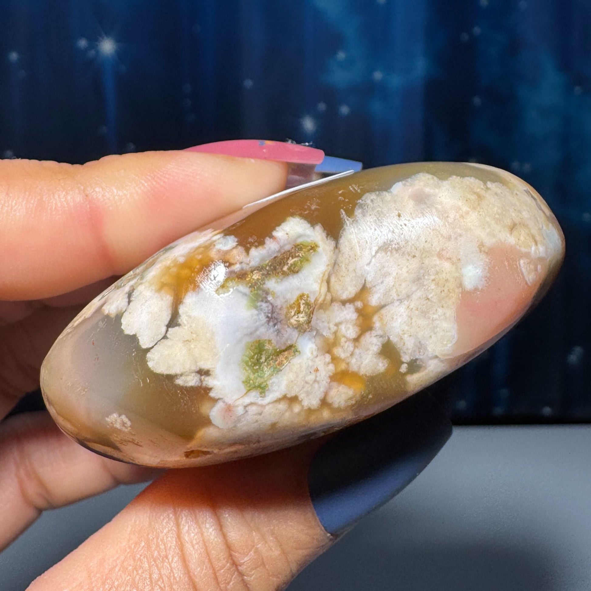 Flower Agate heart | 2 5/8" long | 130 grams | stand included