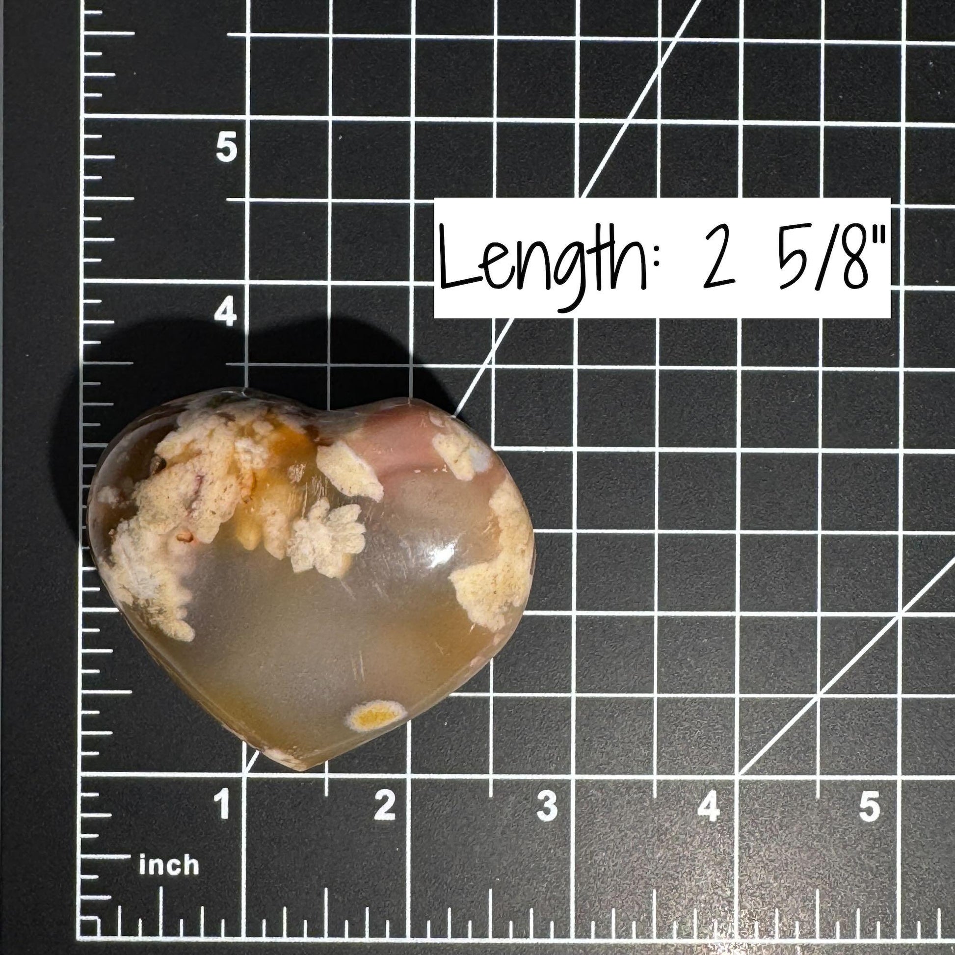 Flower Agate heart | 2 5/8" long | 130 grams | stand included