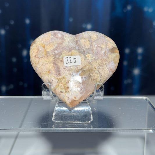 Flower Agate heart | 2 3/4" long | 130 grams | stand included