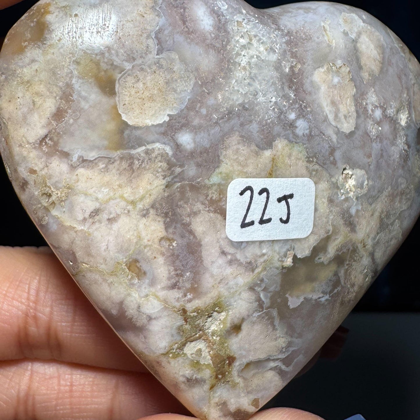 Flower Agate heart | 2 3/4" long | 130 grams | stand included